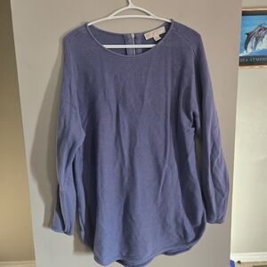 Michael Kors Lavender Blue Long Sleeve Knit Sweater Tunic Top Large Women